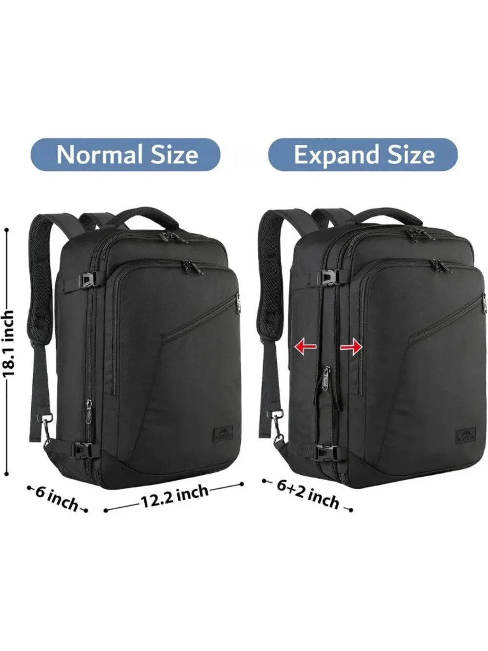 Lightweight 27L Travel Backpack, Expandable Waterproof Daypack for Hiking